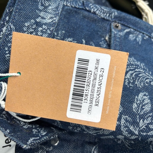 NWT REFORMATION Cynthia Baroque High Rise Straight Long Jeans, Size 23 - Picture 6 of 16